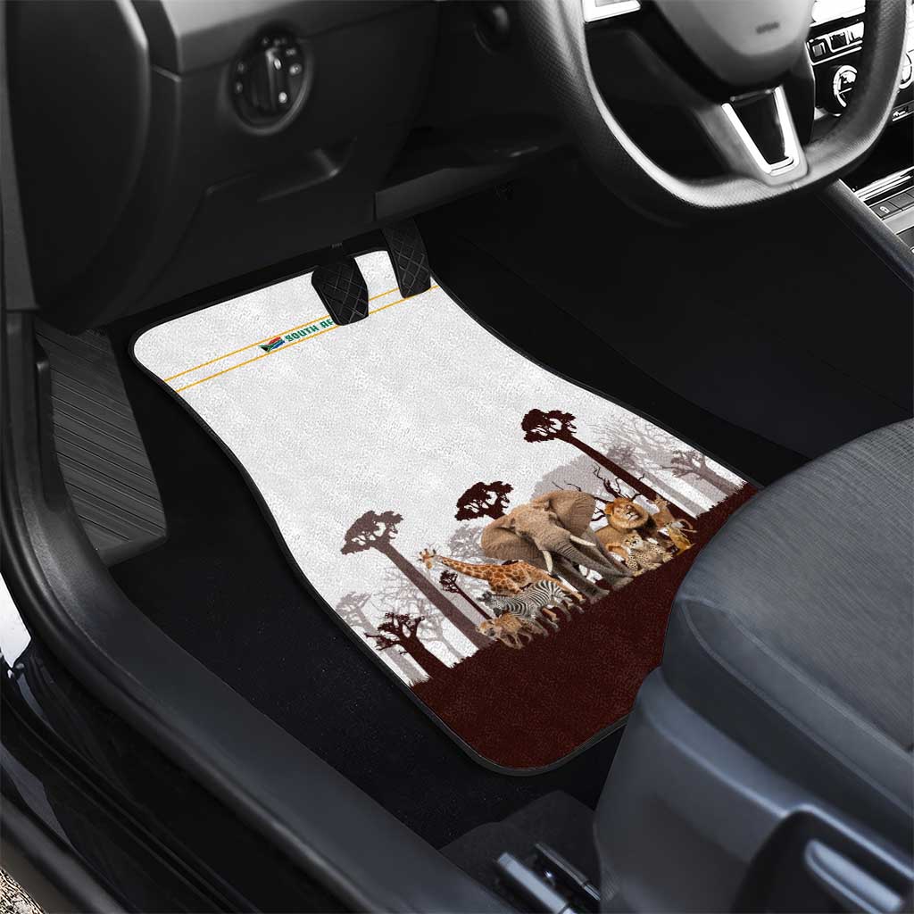 South Africa Wildlife Pride Car Mats Big Five with National Flag and Protea Floral Accent