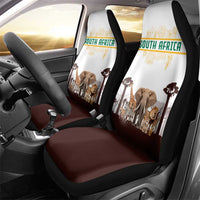 South Africa Wildlife Pride Car Seat Cover Big Five with National Flag and Protea Floral Accent