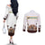 South Africa Wildlife Pride Couples Matching Off The Shoulder Long Sleeve Dress and Long Sleeve Button Shirt Big Five with National Flag and Protea Floral Accent
