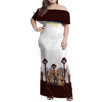 South Africa Wildlife Pride Family Matching Off Shoulder Maxi Dress and Hawaiian Shirt Big Five with National Flag and Protea Floral Accent