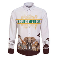 South Africa Wildlife Pride Family Matching Off Shoulder Short Dress and Hawaiian Shirt Big Five with National Flag and Protea Floral Accent