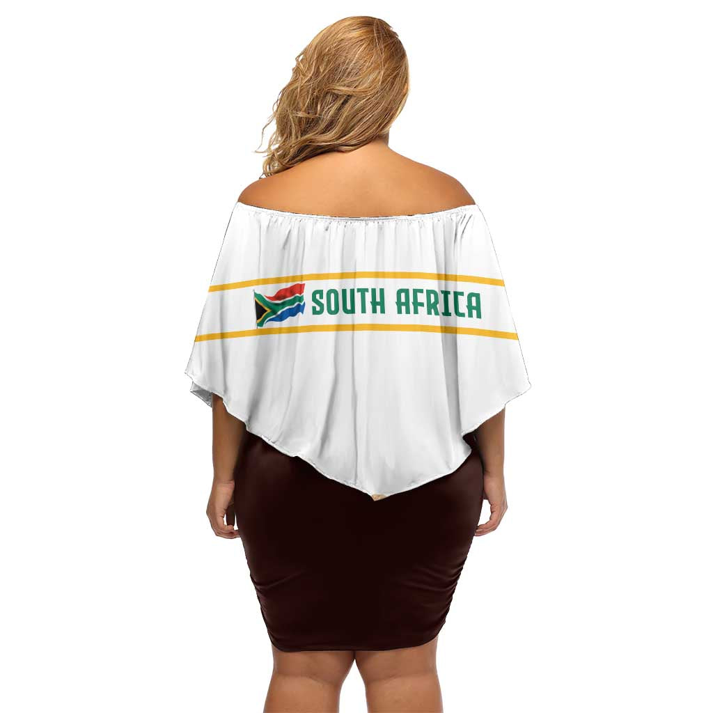 South Africa Wildlife Pride Family Matching Off Shoulder Short Dress and Hawaiian Shirt Big Five with National Flag and Protea Floral Accent