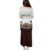 South Africa Wildlife Pride Family Matching Puletasi and Hawaiian Shirt Big Five with National Flag and Protea Floral Accent