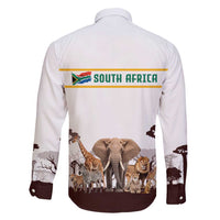 South Africa Wildlife Pride Family Matching Short Sleeve Bodycon Dress and Hawaiian Shirt Big Five with National Flag and Protea Floral Accent