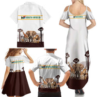 South Africa Wildlife Pride Family Matching Summer Maxi Dress and Hawaiian Shirt Big Five with National Flag and Protea Floral Accent