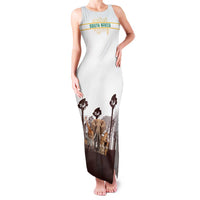 South Africa Wildlife Pride Family Matching Tank Maxi Dress and Hawaiian Shirt Big Five with National Flag and Protea Floral Accent