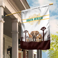 South Africa Wildlife Pride Garden Flag Big Five with National Flag and Protea Floral Accent
