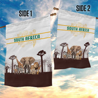 South Africa Wildlife Pride Garden Flag Big Five with National Flag and Protea Floral Accent