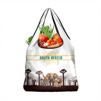 South Africa Wildlife Pride Grocery Bag Big Five with National Flag and Protea Floral Accent