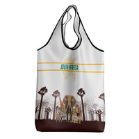 South Africa Wildlife Pride Grocery Bag Big Five with National Flag and Protea Floral Accent