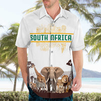 South Africa Wildlife Pride Hawaiian Shirt Big Five with National Flag and Protea Floral Accent