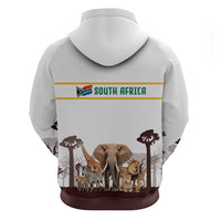 South Africa Wildlife Pride Hoodie Big Five with National Flag and Protea Floral Accent