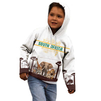 South Africa Wildlife Pride Kid Hoodie Big Five with National Flag and Protea Floral Accent