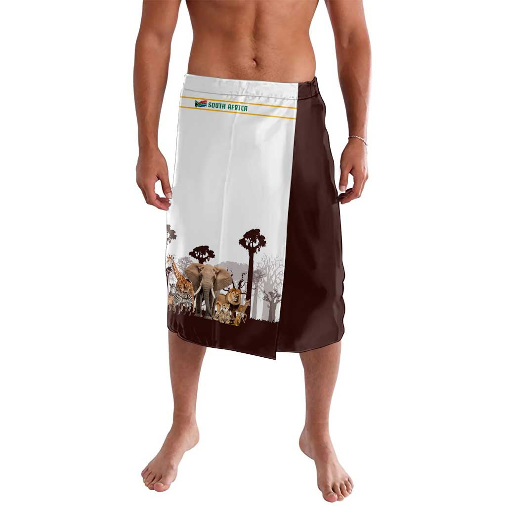 South Africa Wildlife Pride Lavalava Big Five with National Flag and Protea Floral Accent
