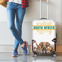 South Africa Wildlife Pride Luggage Cover Big Five with National Flag and Protea Floral Accent