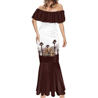 South Africa Wildlife Pride Mermaid Dress Big Five with National Flag and Protea Floral Accent