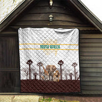 South Africa Wildlife Pride Quilt Big Five with National Flag and Protea Floral Accent