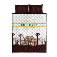 South Africa Wildlife Pride Quilt Bed Set Big Five with National Flag and Protea Floral Accent