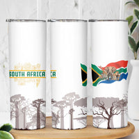 South Africa Wildlife Pride Skinny Tumbler Big Five with National Flag and Protea Floral Accent