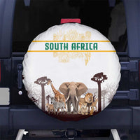 South Africa Wildlife Pride Spare Tire Cover Big Five with National Flag and Protea Floral Accent