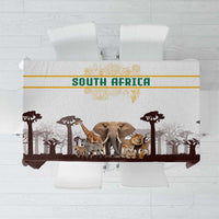 South Africa Wildlife Pride Tablecloth Big Five with National Flag and Protea Floral Accent