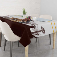 South Africa Wildlife Pride Tablecloth Big Five with National Flag and Protea Floral Accent