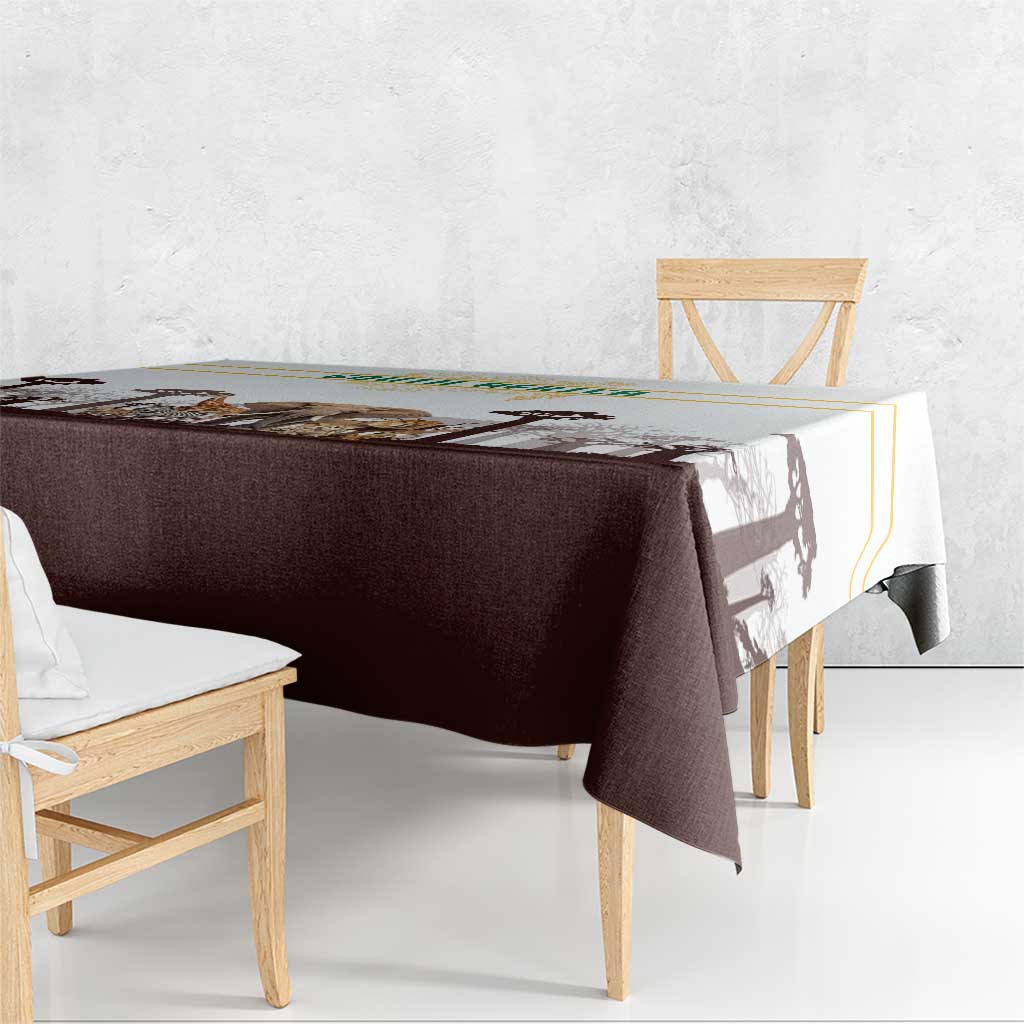 South Africa Wildlife Pride Tablecloth Big Five with National Flag and Protea Floral Accent