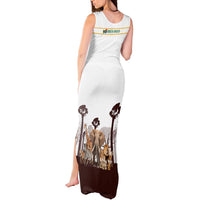 South Africa Wildlife Pride Tank Maxi Dress Big Five with National Flag and Protea Floral Accent