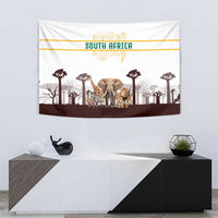 South Africa Wildlife Pride Tapestry Big Five with National Flag and Protea Floral Accent