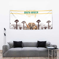 South Africa Wildlife Pride Tapestry Big Five with National Flag and Protea Floral Accent