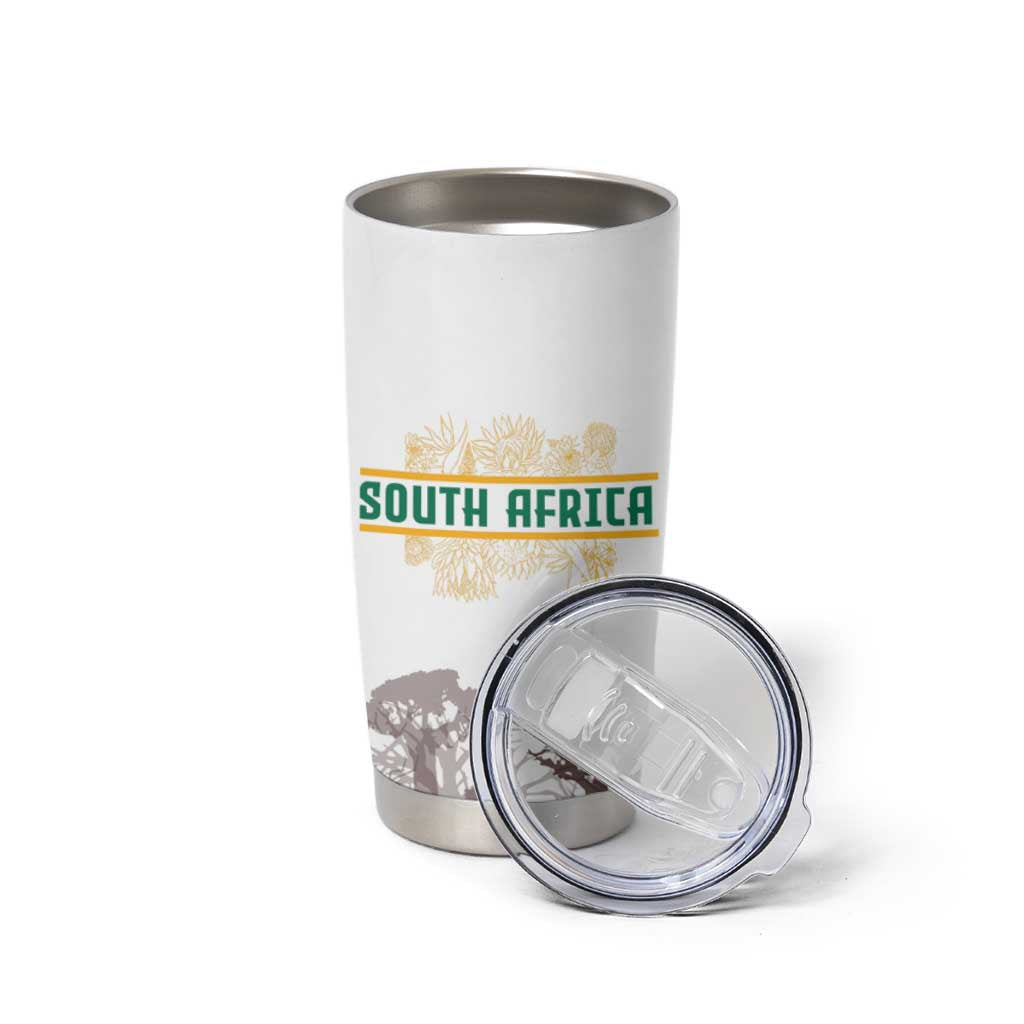 South Africa Wildlife Pride Tumbler Cup Big Five with National Flag and Protea Floral Accent