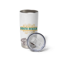 South Africa Wildlife Pride Tumbler Cup Big Five with National Flag and Protea Floral Accent