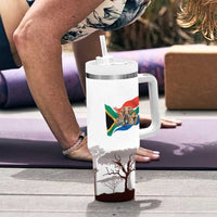 South Africa Wildlife Pride Tumbler With Handle Big Five with National Flag and Protea Floral Accent