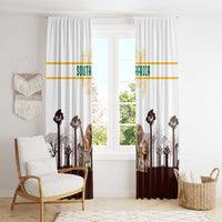 South Africa Wildlife Pride Window Curtain Big Five with National Flag and Protea Floral Accent