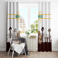 South Africa Wildlife Pride Window Curtain Big Five with National Flag and Protea Floral Accent