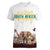 South Africa Wildlife Pride Women V-Neck T-Shirt Big Five with National Flag and Protea Floral Accent