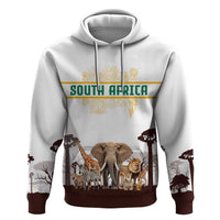 South Africa Wildlife Pride Zip Hoodie Big Five with National Flag and Protea Floral Accent