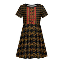 Cameroon Toghu Heritage Kid Short Sleeve Dress Traditional Bamenda Pattern In African
