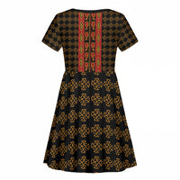 Cameroon Toghu Heritage Kid Short Sleeve Dress Traditional Bamenda Pattern In African