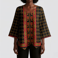 Cameroon Toghu Heritage Kimono Sleeve Blouse Traditional Bamenda Pattern In African