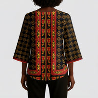 Cameroon Toghu Heritage Kimono Sleeve Blouse Traditional Bamenda Pattern In African