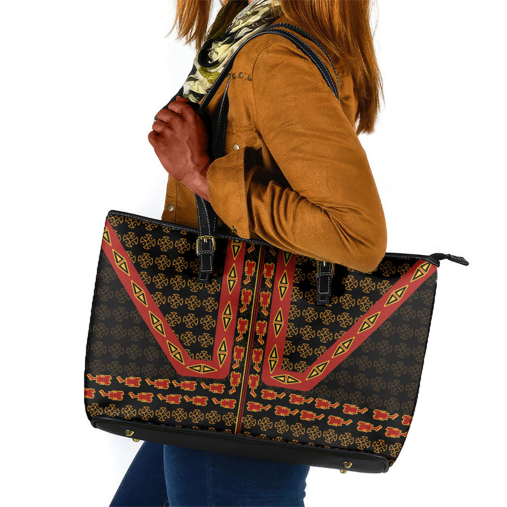 Cameroon Toghu Heritage Leather Tote Bag Traditional Bamenda Pattern In African