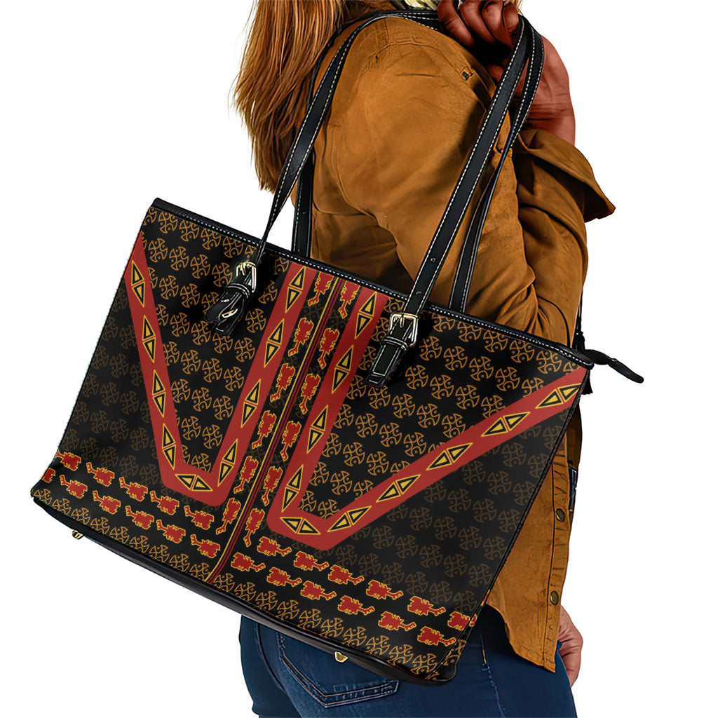 Cameroon Toghu Heritage Leather Tote Bag Traditional Bamenda Pattern In African