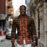 Cameroon Toghu Heritage Long Sleeve Button Shirt Traditional Bamenda Pattern In African