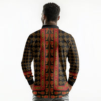 Cameroon Toghu Heritage Long Sleeve Polo Shirt Traditional Bamenda Pattern In African