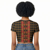 Cameroon Toghu Heritage Raglan Cropped T shirt Traditional Bamenda Pattern In African