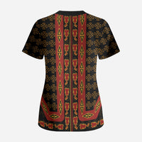 Cameroon Toghu Heritage Scrub Top Traditional Bamenda Pattern In African