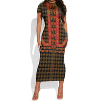 Cameroon Toghu Heritage Short Sleeve Bodycon Dress Traditional Bamenda Pattern In African