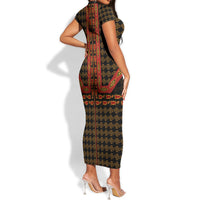 Cameroon Toghu Heritage Short Sleeve Bodycon Dress Traditional Bamenda Pattern In African