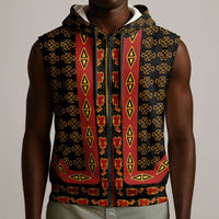 Cameroon Toghu Heritage Sleeveless Zip Hoodie Traditional Bamenda Pattern In African